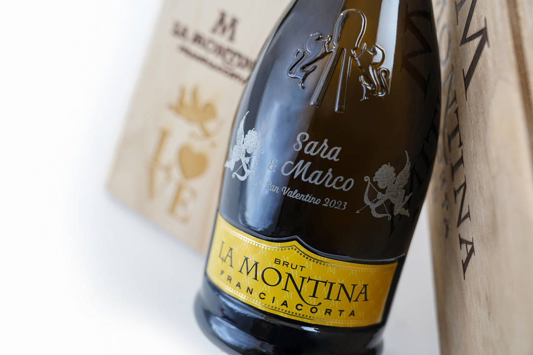 bottiglia vino magnum incisa laser la montina franciacorta